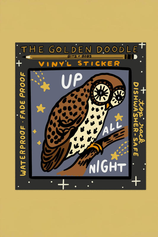 Up All Night Sticker | Waterproof Vinyl Owl Sticker