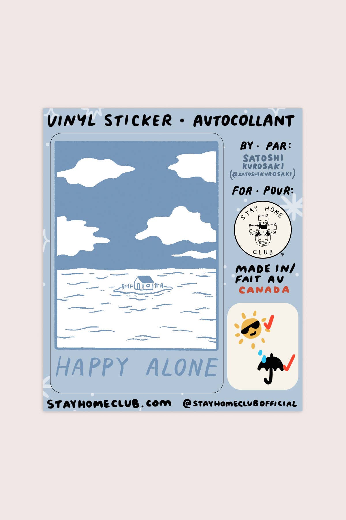 Happy Alone (Blue Skies) Sticker | Waterproof Vinyl Sticker