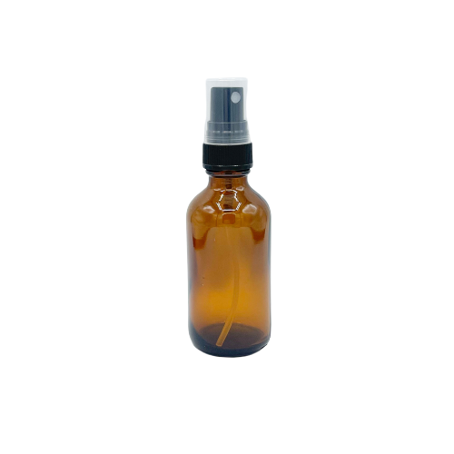 Small Amber Glass Bottle with Black Spray Cap