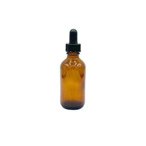 Small Amber Glass Bottle with Black Pipette