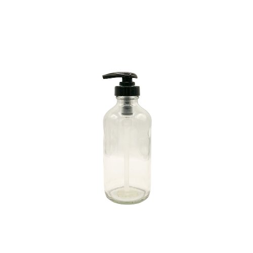 Clear Glass Bottle with Black Pump