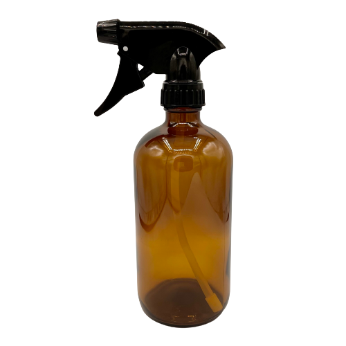 Amber Glass Bottle with Black Trigger Spray