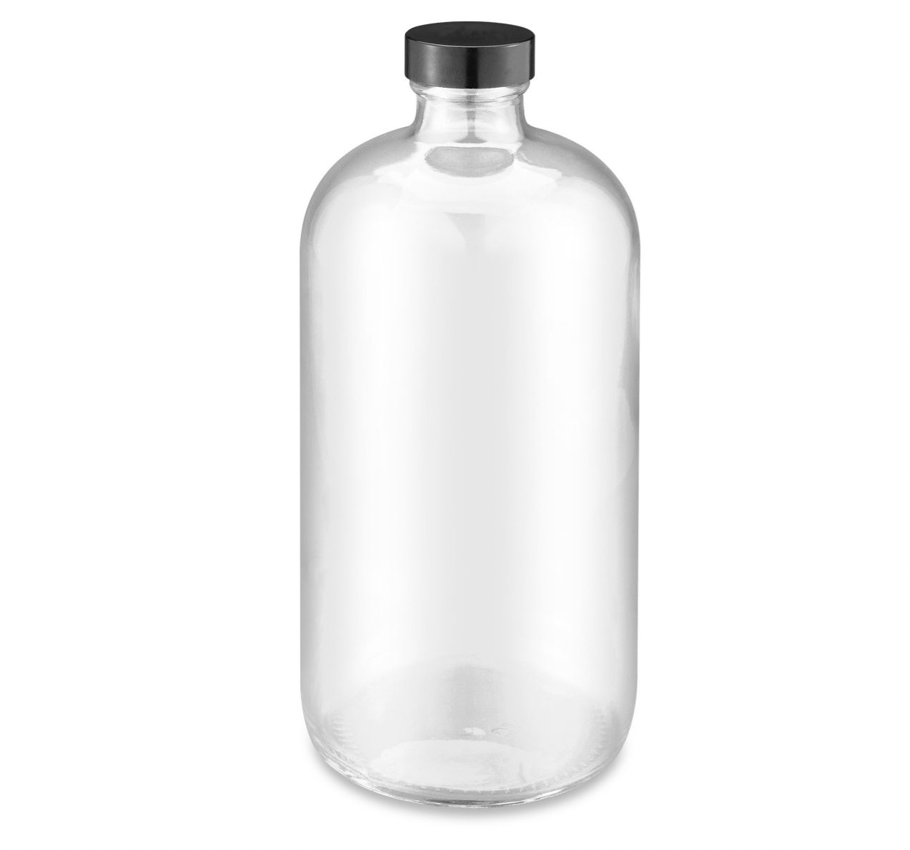 Clear Glass Bottle with Plain Cap